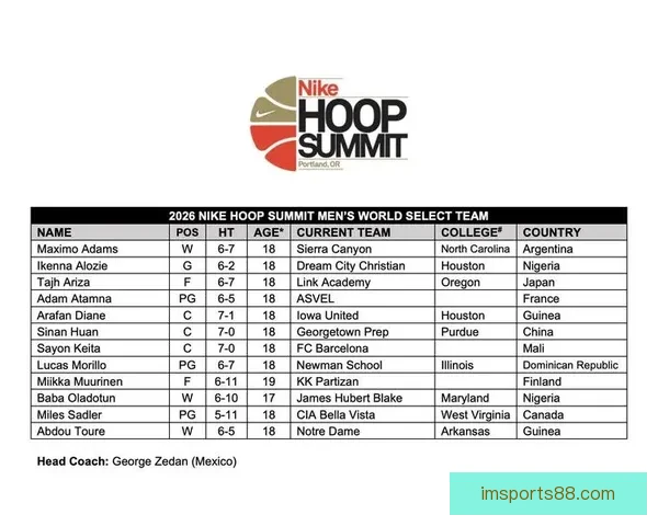 郇斯楠携阿里扎儿子双双入选篮球峰会国际队四月开赛